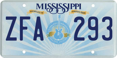 MS license plate ZFA293