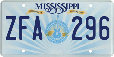 MS license plate ZFA296
