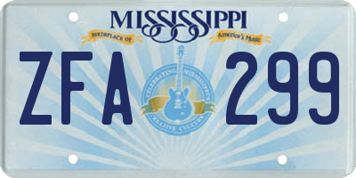 MS license plate ZFA299