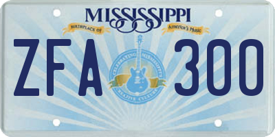 MS license plate ZFA300