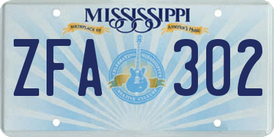 MS license plate ZFA302