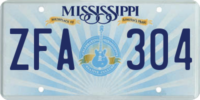 MS license plate ZFA304