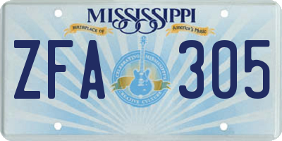 MS license plate ZFA305