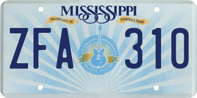MS license plate ZFA310