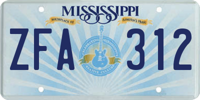 MS license plate ZFA312