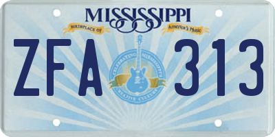 MS license plate ZFA313