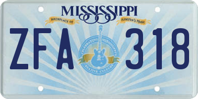 MS license plate ZFA318