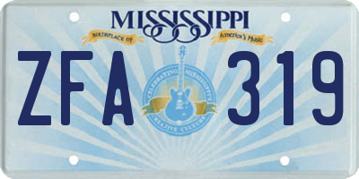 MS license plate ZFA319