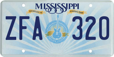 MS license plate ZFA320