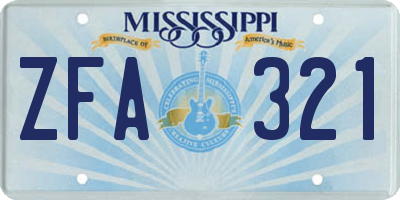 MS license plate ZFA321