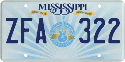 MS license plate ZFA322