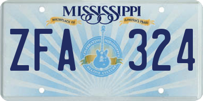 MS license plate ZFA324
