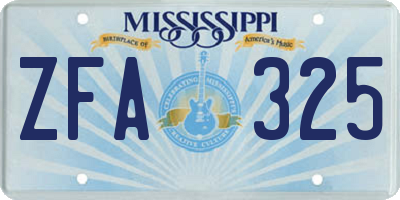 MS license plate ZFA325