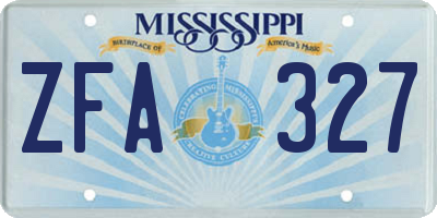 MS license plate ZFA327