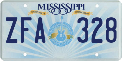 MS license plate ZFA328
