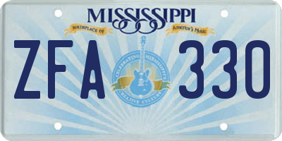 MS license plate ZFA330