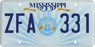 MS license plate ZFA331