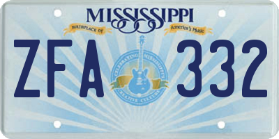 MS license plate ZFA332