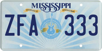 MS license plate ZFA333