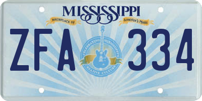 MS license plate ZFA334