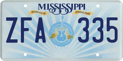 MS license plate ZFA335