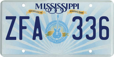 MS license plate ZFA336