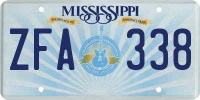 MS license plate ZFA338