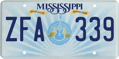 MS license plate ZFA339