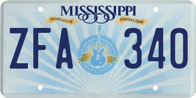 MS license plate ZFA340