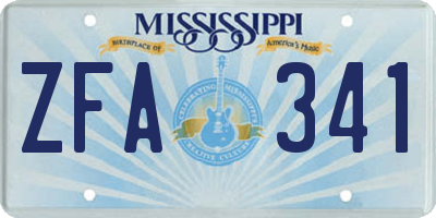 MS license plate ZFA341