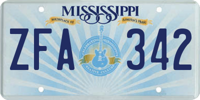 MS license plate ZFA342