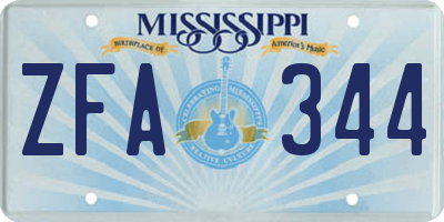 MS license plate ZFA344
