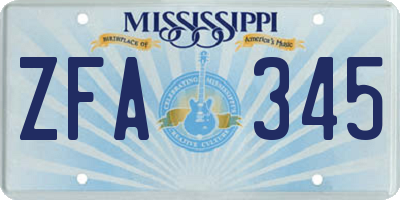 MS license plate ZFA345