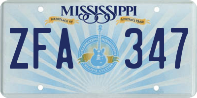 MS license plate ZFA347