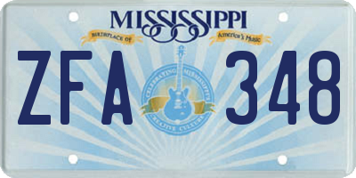 MS license plate ZFA348
