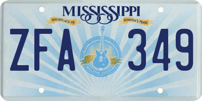 MS license plate ZFA349