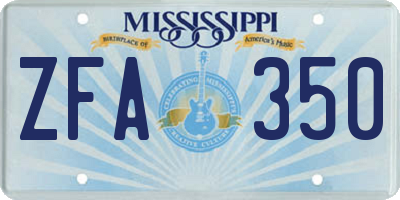 MS license plate ZFA350