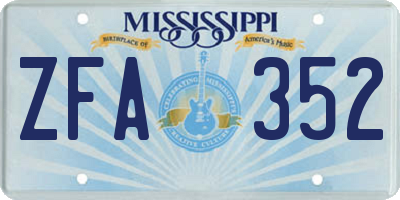 MS license plate ZFA352