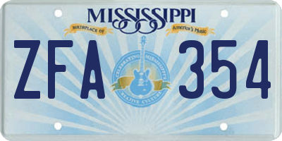 MS license plate ZFA354