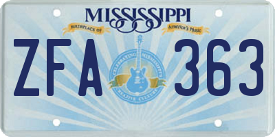 MS license plate ZFA363