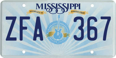 MS license plate ZFA367