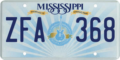 MS license plate ZFA368