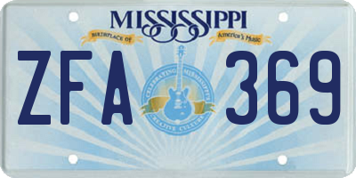 MS license plate ZFA369