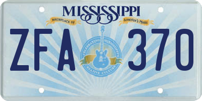 MS license plate ZFA370
