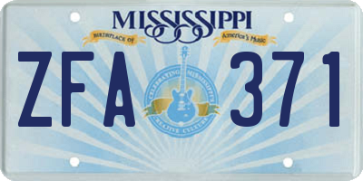 MS license plate ZFA371