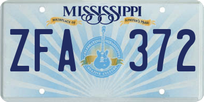 MS license plate ZFA372