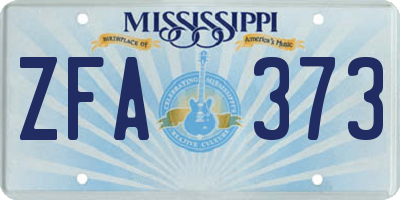 MS license plate ZFA373