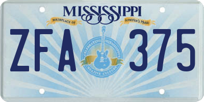 MS license plate ZFA375