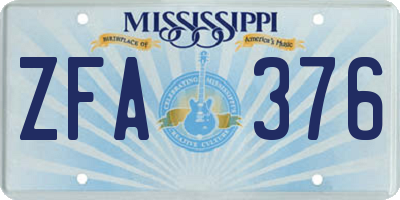 MS license plate ZFA376