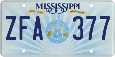 MS license plate ZFA377
